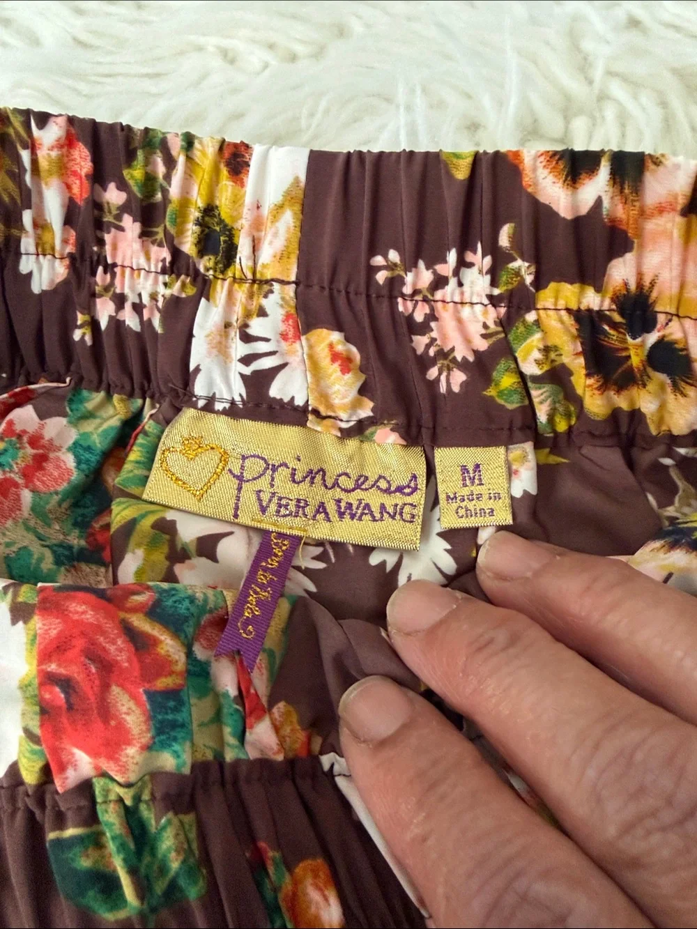 Princess Vera wang Brown Floral Pleated Mini Skirt Size Medium